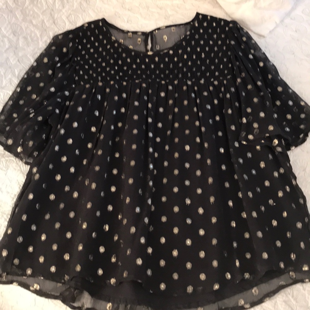 Velvet graham spencer black and gold gauze top